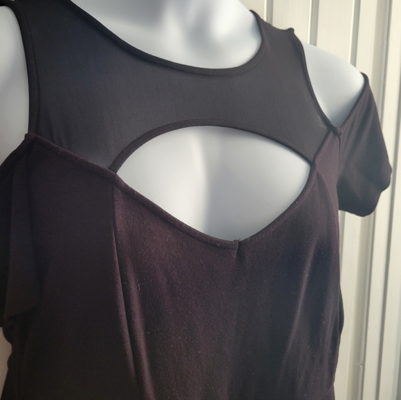 Torrid Cold Cold Shoulder Mesh Top - Picture 2 of 4